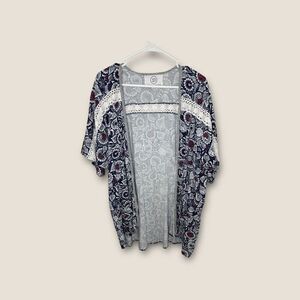 Sloane Rogue Boho Lace Detail Kimono Cardigan Size Medium